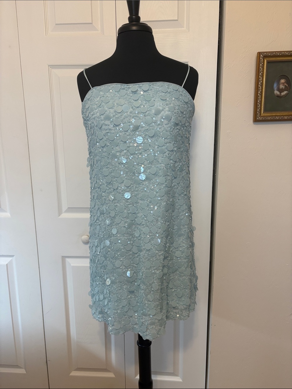 NWT A New Day Light Blue Sequin Slip Mini Dress | Medium.